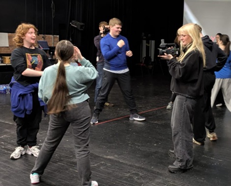 Students learning stunts